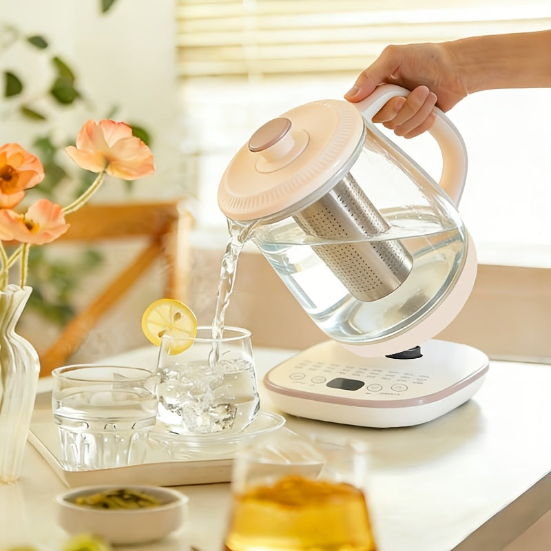 Electric Kettle, 1.8L/60.87Oz, Essential for Camping; Tea Set, with 18 Smart, Thickened Glass Kettle, Removable Filter, Multi-Functional Medical Health Pot, Power Operation, US Plug