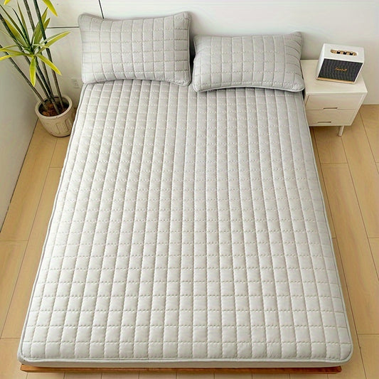 1pc Quilted Waterproof Mattress Protector Without Pillow And Core, Soft And Comfortable Solid Color Bedding Mattress Cover, Suitable for Bedroom, Guest Room, Hotel, Apartment, School