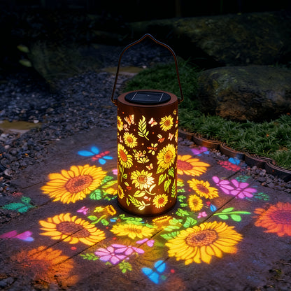 1pc Solar Sunflower Lantern, IP65 Waterproof Iron Garden Decoration, Painted Butterfly Lantern, Spotlight, Lawn Ambient Lighting Decoration, for Female Mothers And Grandmothers. Suitable for Garden Patio, Patio, Backyard, Porch Decor