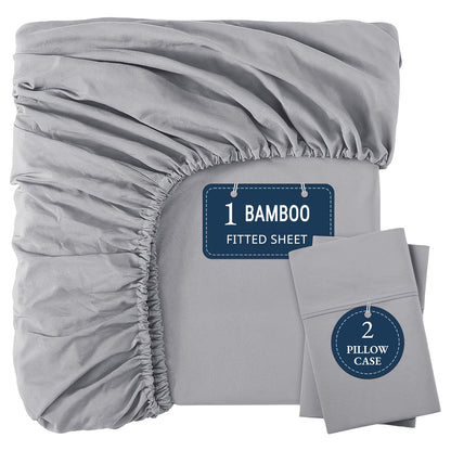 Bamboo Sheets Sets, Cooling, Breathable, Soft, Deep Pocket, Queen Size Extra Thick 3pcs Set (1 Fitted Sheet, 2 Pillowcases), Bottom Sheet, Fits Mattress Up To 15" Deep - Sepia Rose