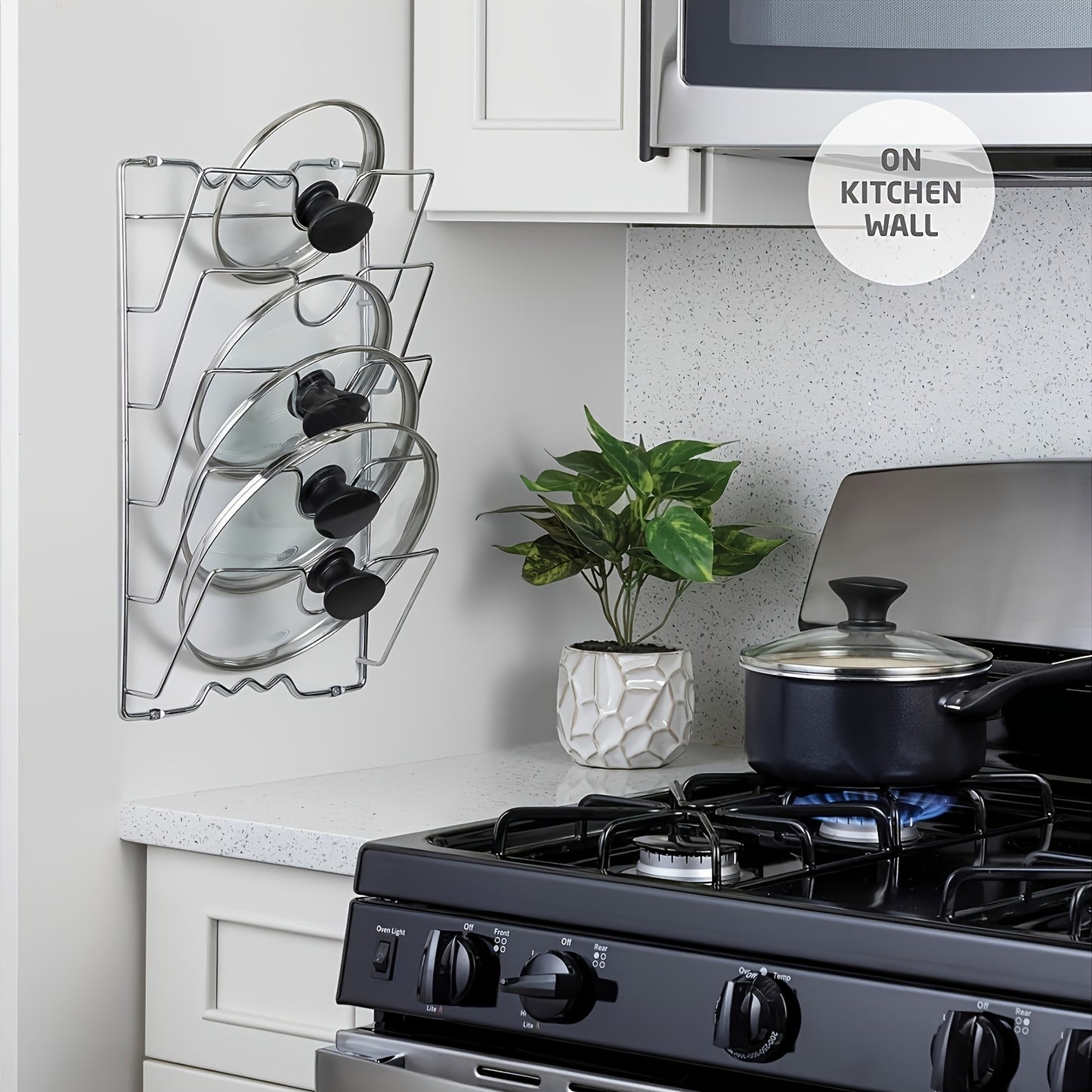 1pc Of A Sturdy Metal Organizer for Hanging Pot Lids, Designed As A Multi-Level Wall-Mounted Storage Solution for Pots And Lids, Ideal for Saving Space In Kitchens At for Home Or In Restaurants