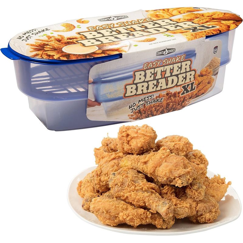 Cook's Choice XL Original Better Breader Batter Bowl- All-in-One Mess Free Breading Station Tool- Pour in Seasoning, Add Meat or Vegetables & Shake