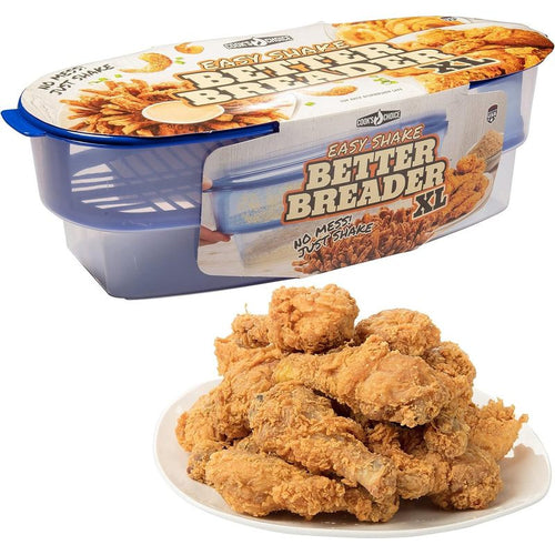 Cook's Choice XL Original Better Breader Batter Bowl- All-in-One Mess Free Breading Station Tool- Pour in Seasoning, Add Meat or Vegetables & Shake
