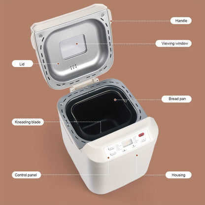 [12-IN-1 Bread Maker] Bread Machine, 2LB 12-IN-1 Bread Maker, Gluten-Free Setting, Nonstick Pan, 2 Loaf Sizes, 13H Reserve & 1H Keep Warm (White)