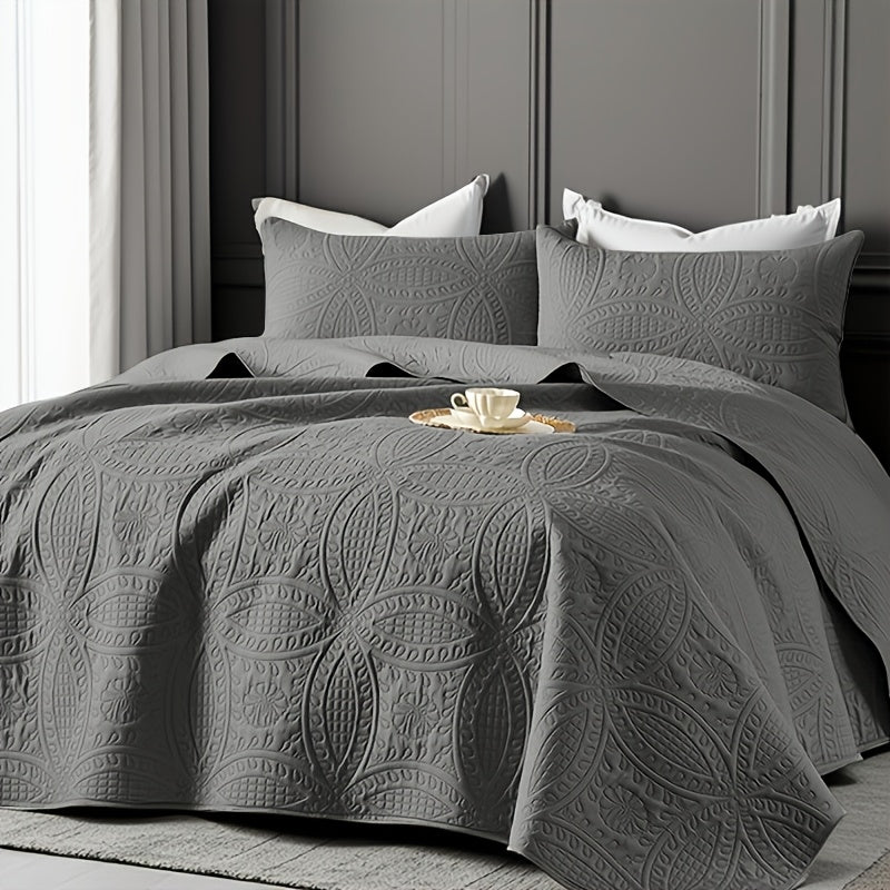 2/3pcs Quilt Set Bedspreads( Include 1 Quilt 1 Or 2 Pillowcases) Lightweight Microfiber Bedspread - Modern Style Coin Pattern Coverlet Soft And Skin-friendly Quilt Anti-allergy And Machine Washable Suitable For School Dormitories