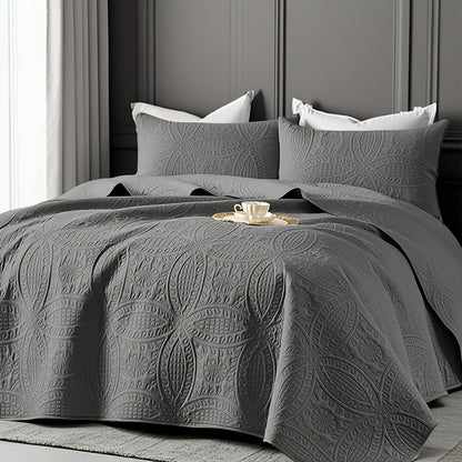 2/3pcs Quilt Set Bedspreads( Include 1 Quilt 1 Or 2 Pillowcases) Lightweight Microfiber Bedspread - Modern Style Coin Pattern Coverlet Soft And Skin-friendly Quilt Anti-allergy And Machine Washable Suitable For School Dormitories
