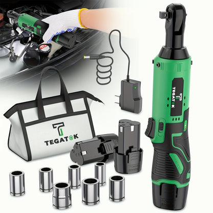 40 Ft-lbs 12V Cordless Ratchet Wrench Set, 3/8" Powerful RotaryTool, Fast Charge, Variable Speed Trigger, 1 Or 2-Pack Lithium-lon Batteries, 7 Sockets for Efficient Tasks, for Valentme's Day Gifts