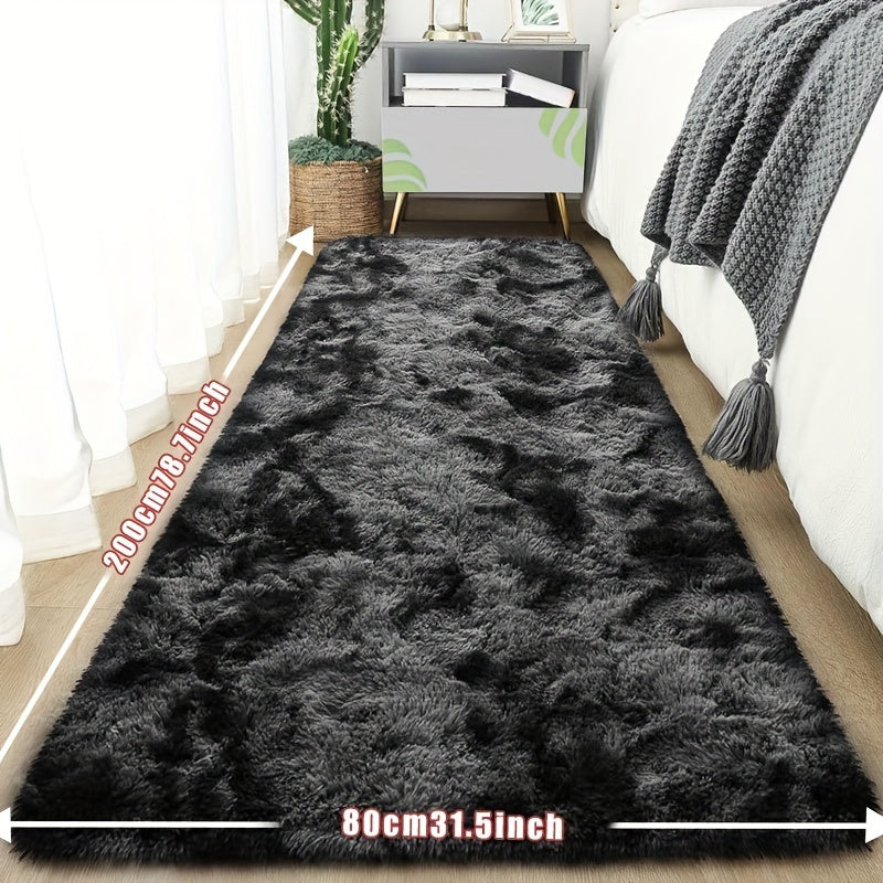 1pc Tie-Dye Plush Soft Interior Fluffy Mat, Modern Luxury Plush Mat, Absorbent, Non-Slip &, Suitable for Living Room and Bedroom Areas, Home Decor