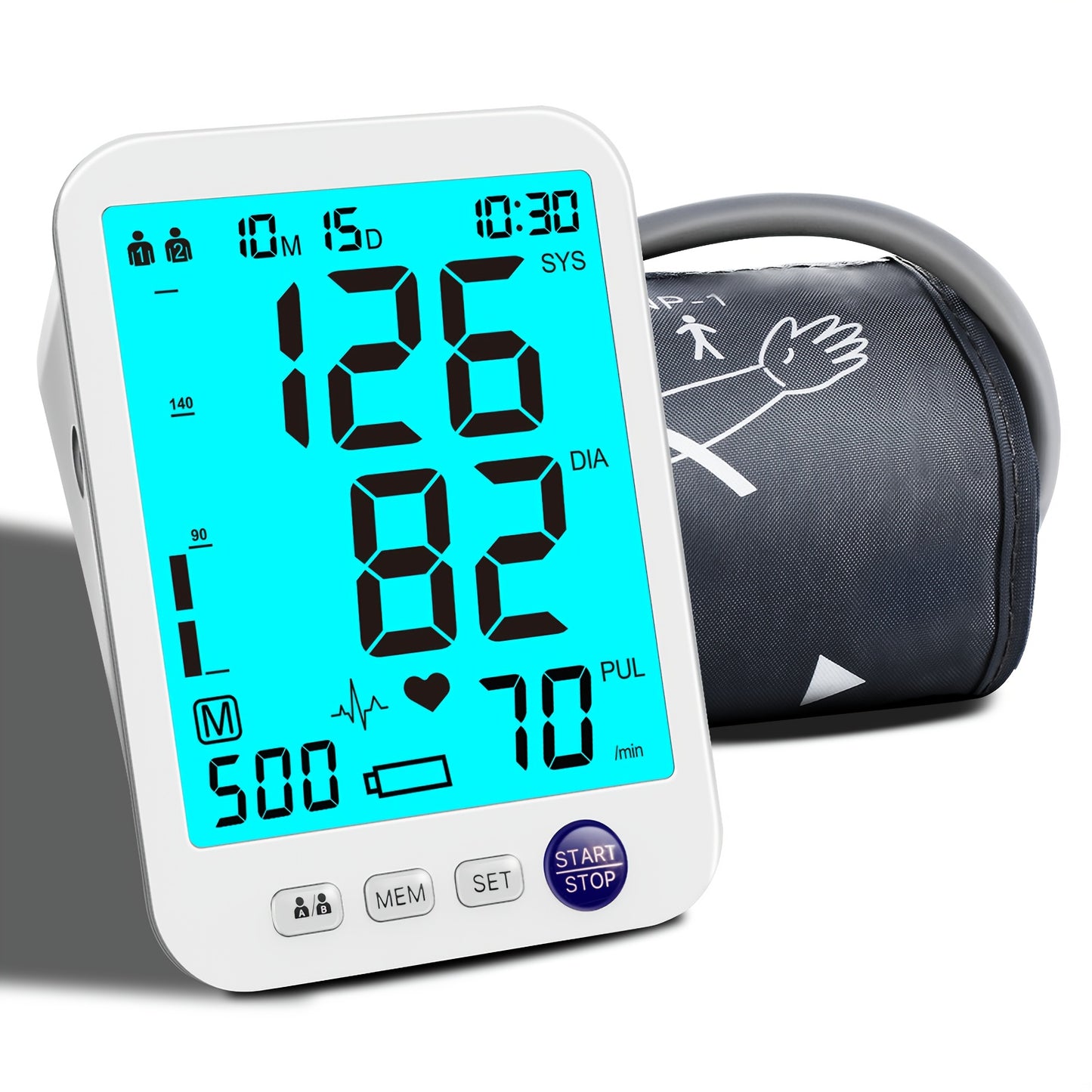 Automatic Upper Arm Blood Pressure Monitor for Home Use with Large Cuff - Automatic BP Machine with Large LED Backlit Screen, 1000-Reading (Holds 10 for 2 Users), - Arm BP Monitor for Management &