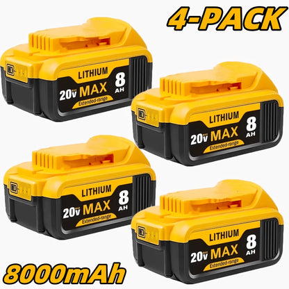 20V 8.0Ah Lithium-Ion Replacement Battery for DeWalt Cordless Tools Compatible with DCB200 DCB203 DCB204 DCB205 DCB206 DCB180 DCD DCF DCG DCS Series High Capacity Rechargeable