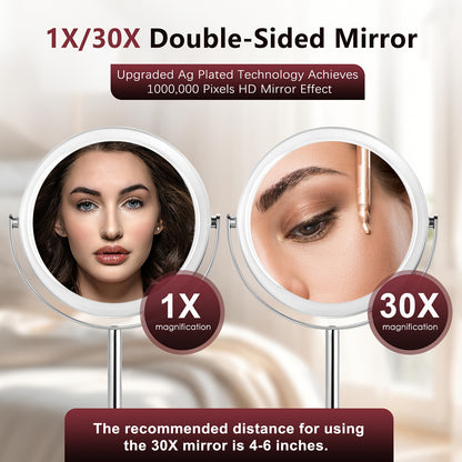 Upgraded 30X Vanity Makeup Mirror With Stand, Double Sided 1X/30X Magnifying Mirror With Detachable Design, 360° Rotation, Portable For Travel & Home Use, Ideal Gift For Women, Birthday Gift, Mothers Day Gifts For Mom