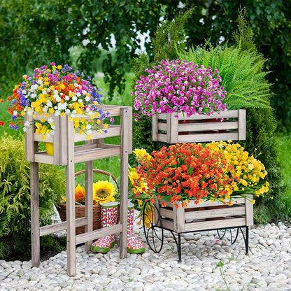 Artificial Flowers Outdoor UV Resistant 40 Bundles Fake Flowers for Home Garden Decor, Faux Floral Greenery Shrubs Plants for Party Table DIY Decoration Mix Colors