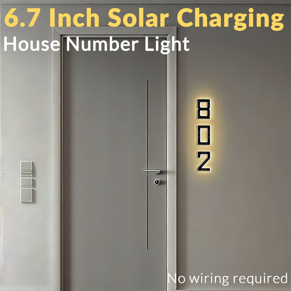 LED Solar House Number Light 6.7 Inch Wall Mounted – Smart Sensor Illuminated Address Number for Home Decor, No Wiring Energy-Saving Solar Powered Outdoor Light