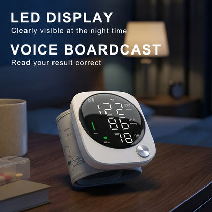 Automatic Wrist Blood Pressure Monitor, Equipped with An LCD Screen, Adjustable Cuff, Pulse Detection, And Arrhythmia Alarm Function - Blood Pressure Measurement | USB Charging | Voice Playback Function, Is An Excellent Gift for Friends And Family