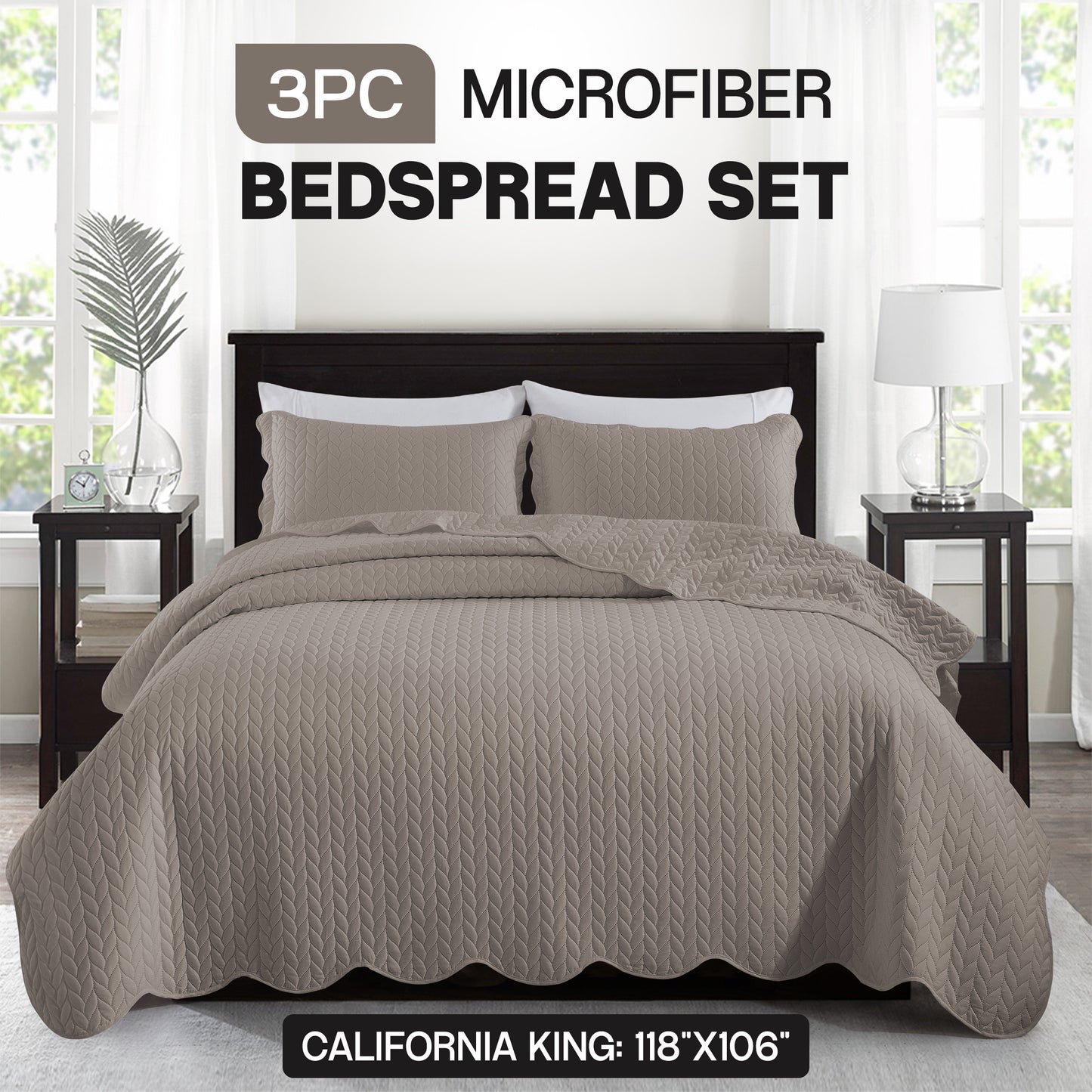 3pcs Bedspread Set Bedspreads with free Pillow Shams - Leaf Pattern Soft & Breathable Bedspread Lightweight Microfiber Bedspread - Modern Style Floral Pattern Coverlet For All Seasons - Christmas Gifts For Family And Friends (1 Bedspread, 1 Or 2 Pillow Sh