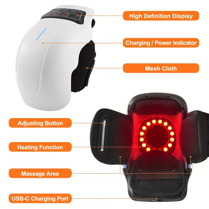 MASSTECK Knee Massager with Heat, 9 Heating Modes And 9 Vibration Speeds, Adjustable Straps, Cordless Design, Heating Pad for Joints, Muscles And Knees, Massager for Knee, Massager Gift for Mom/Dad/Women/Men