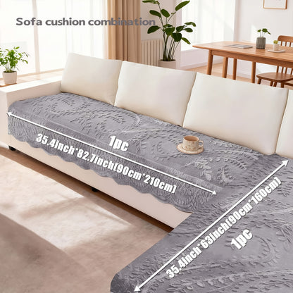 Thickened Quilted Machine Washable Sofa Cushion, Faux Rabbit Fur Comfort Warm Non-slip Plush Sofa Cover, Breathable And Comfortable Pet-friendly For Bedroom, Office, Living Room, Easter Home Decoration