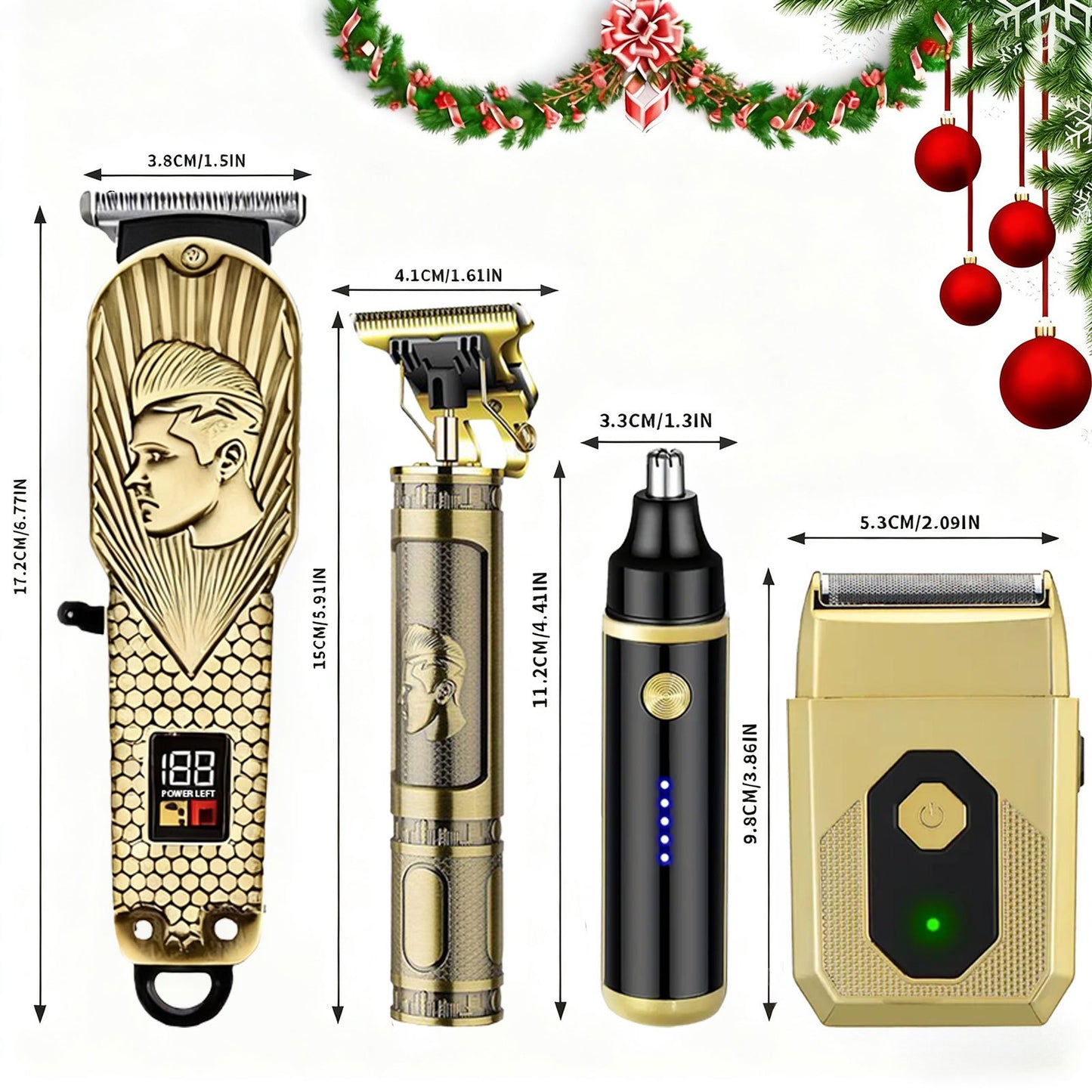 [USB Precision Trimmers] 2pcs/4pcs Men's Electric Hair Clipper & Nose Trimmer Shaver Set - Wireless USB Professional Clippers Suitable for Personal Use, Hairdressing, USB- Precision Trimmers Gift for Barber Tools