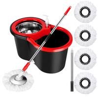 Black Mop System with 4 Mop Heads