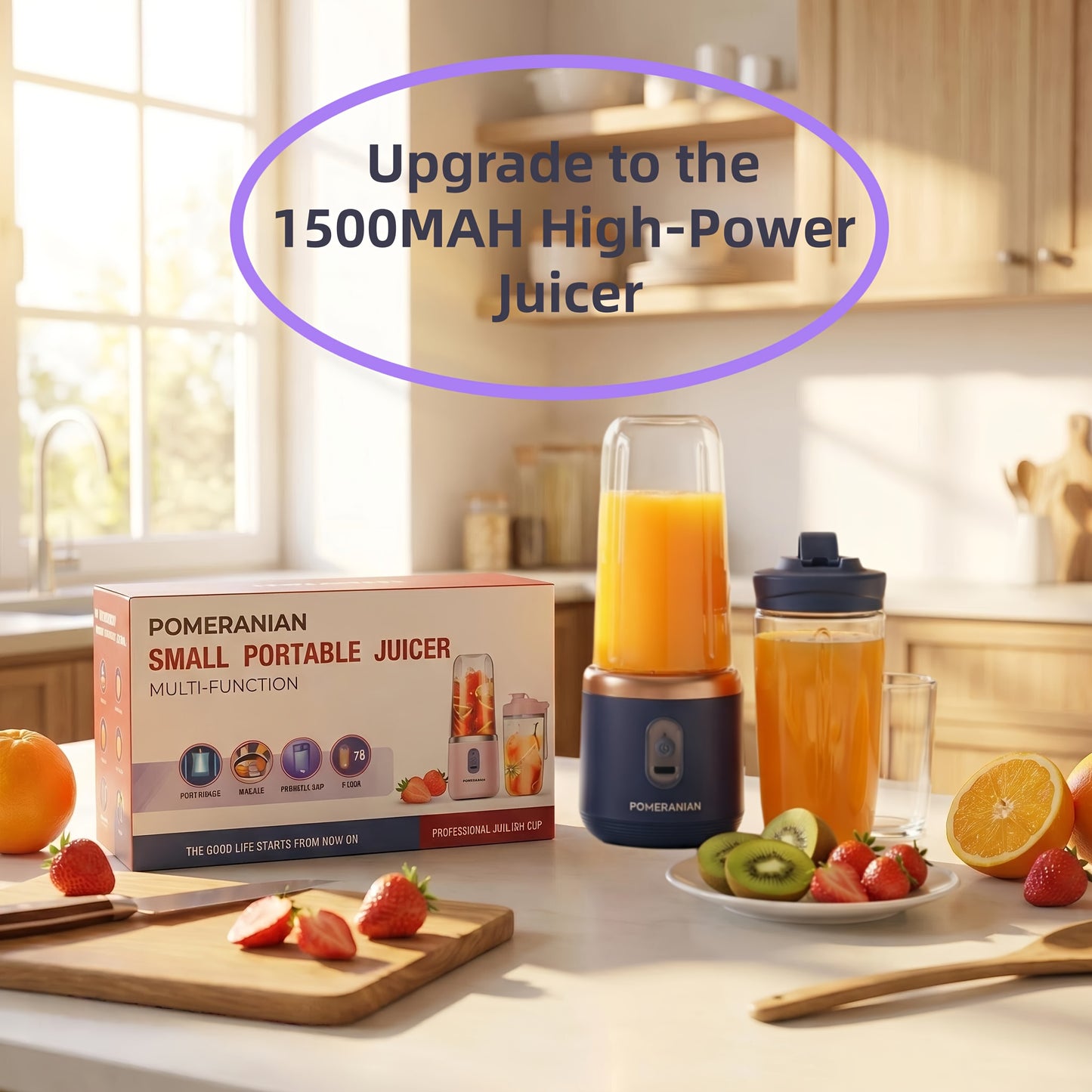 Portable Double Cup Fruit And Vegetable Juicer, Made of Food Grade ABS, with a Capacity of 1500Mah Rechargeable Battery, Gift Box, Multifunctional Juicer, Kitchen Supplies, Essential for Summer Fruit Juicing