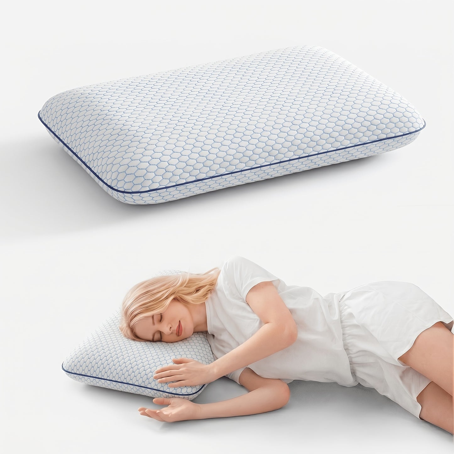 1pc Pillows for Side, Back and Stomach Sleepers, Bed Pillow with Washable Cover and Breathable Mesh, Bed Pillow for Sleeping (Standard Size)