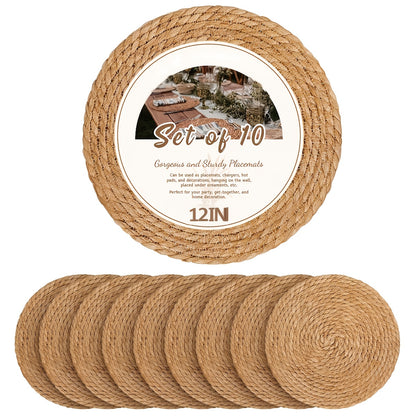 12-inch Placemats, 10pcs Set/30pcs Set, Vintage Style, Bohemian Country Style, Suitable for Weddings and Parties