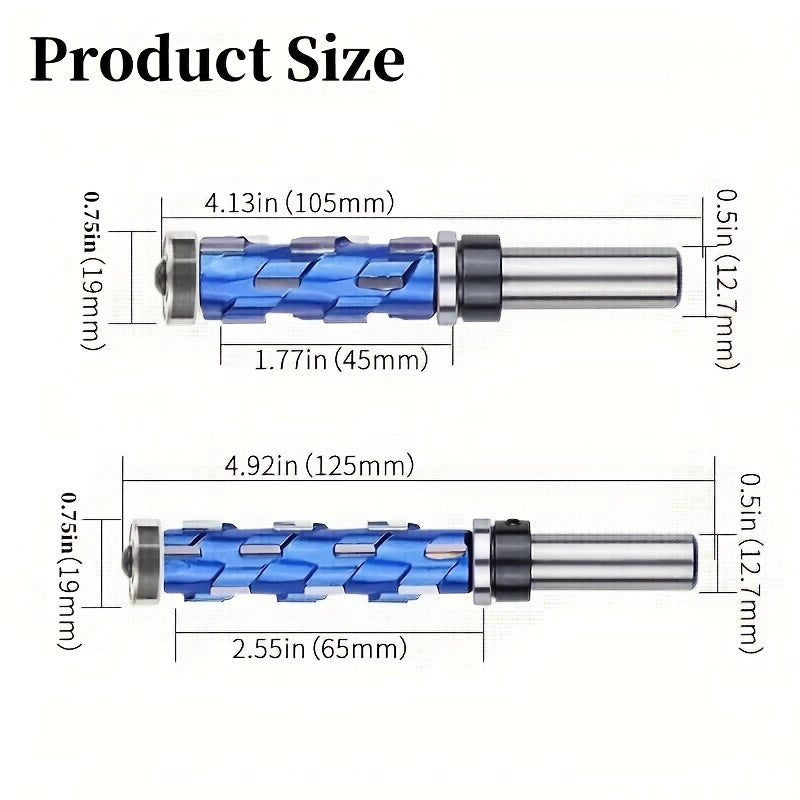 1pc Carbide Flush Trim Router Bit, Metal, 1/2" Round Shank Double Bearing Design, for Woodworking Projects, Precision Trimming & Template Work