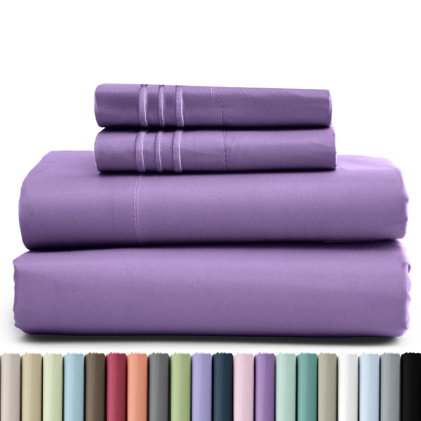 Hannah Bedding 4 Pieces Solid Colors Bed Sheets - 1800 Series Brushed Sheet Set With Pillowcases, Deep Pocket Bedding Set For Ultimate Comfort - Lightweight And Breathable Cooling Sheet Set - 16 Inches Deep Pocket