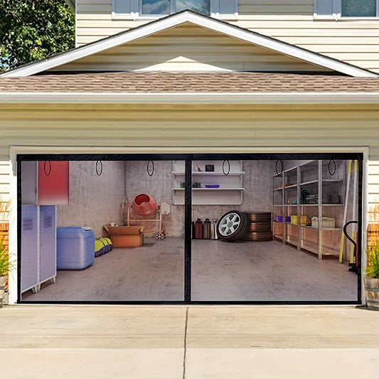 Garage Screen Door - Heavy-duty Magnetic Closure, Hands-free, Easy To Install, For 2-car Garages, Patios And Outdoor Spaces - Durable, Weather-resistant, Pest-resistant