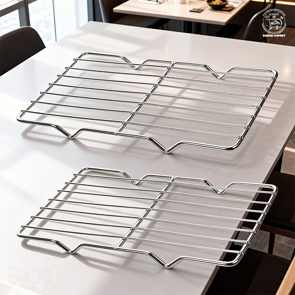 LOLLICY 2pcs Heavy-Duty Carbon Steel Cooling Rack Suitable for Holiday Baking (Christmas, Thanksgiving, Easter) & Grilling - Heavy-Duty Rack for Cookies, Cakes, Turkey, for & Commercial Use,