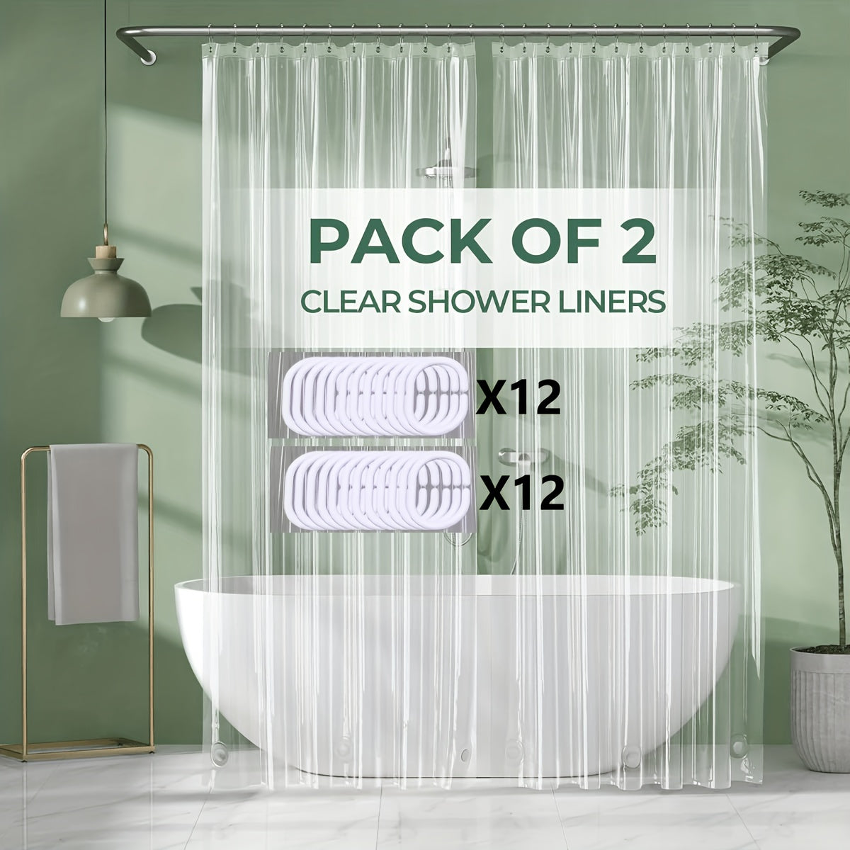 Bathroom Shower Curtain Plastic Shower Curtain Premium PEVA With Rust Proof Grommets Clear 8G Bathroom Accessories 72x72.