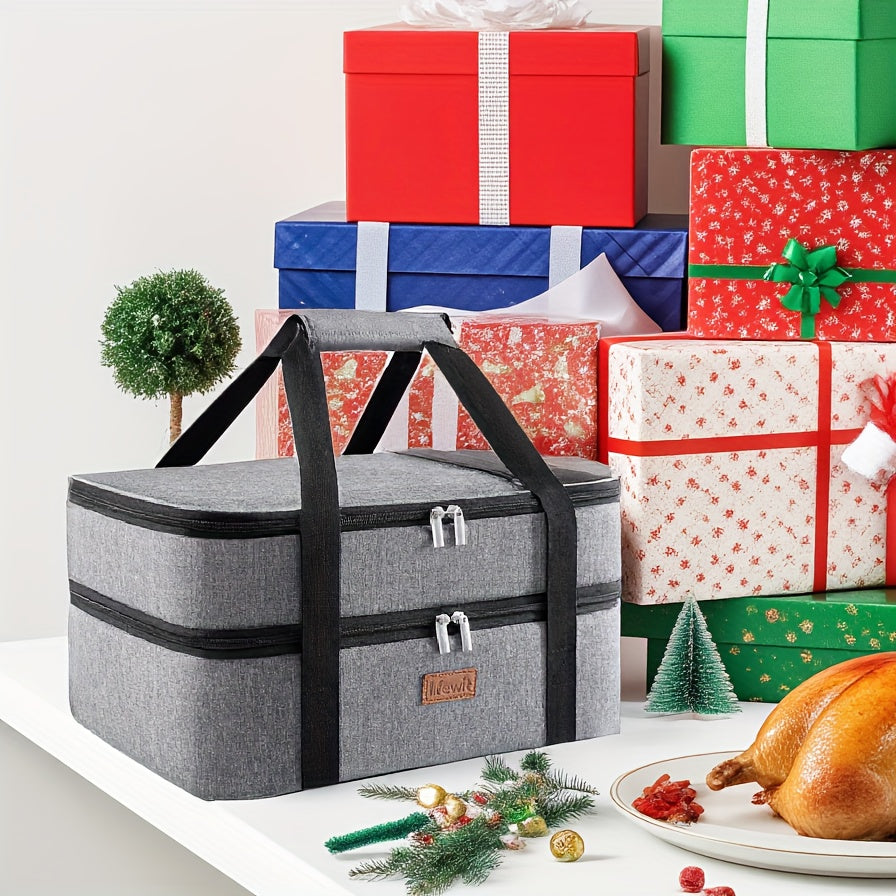 One/ Double Decker Insulated Casserole Carrier for Hot or Cold Food, Casserole Dish Carrying Case, Lasagna Holder for Potluck Parties/ Picnic/ Cookouts/ Party, Fits 9"x13" Baking Dish