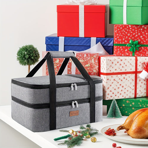 One/ Double Decker Insulated Casserole Carrier for Hot or Cold Food, Casserole Dish Carrying Case, Lasagna Holder for Potluck Parties/ Picnic/ Cookouts/ Party, Fits 9"x13" Baking Dish