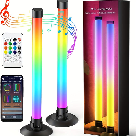 RGBIC LED Light Bar Music Sync RGB Ambient Lighting USB Powered 64+ Modes 16 Million Colors App Remote Control Desktop TV Backlight Mood Lamp Room Decor Night Light 2pcs