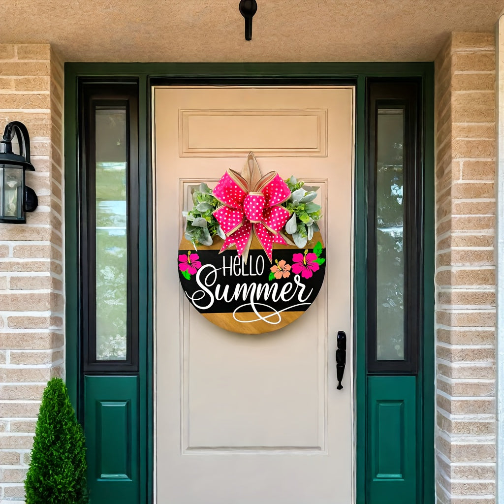 Hello Summer Door Hanger Front Door Decor Spring Door Hanger Summer Door Hanger Spring Wreath Summer Wreath All Season Wreath