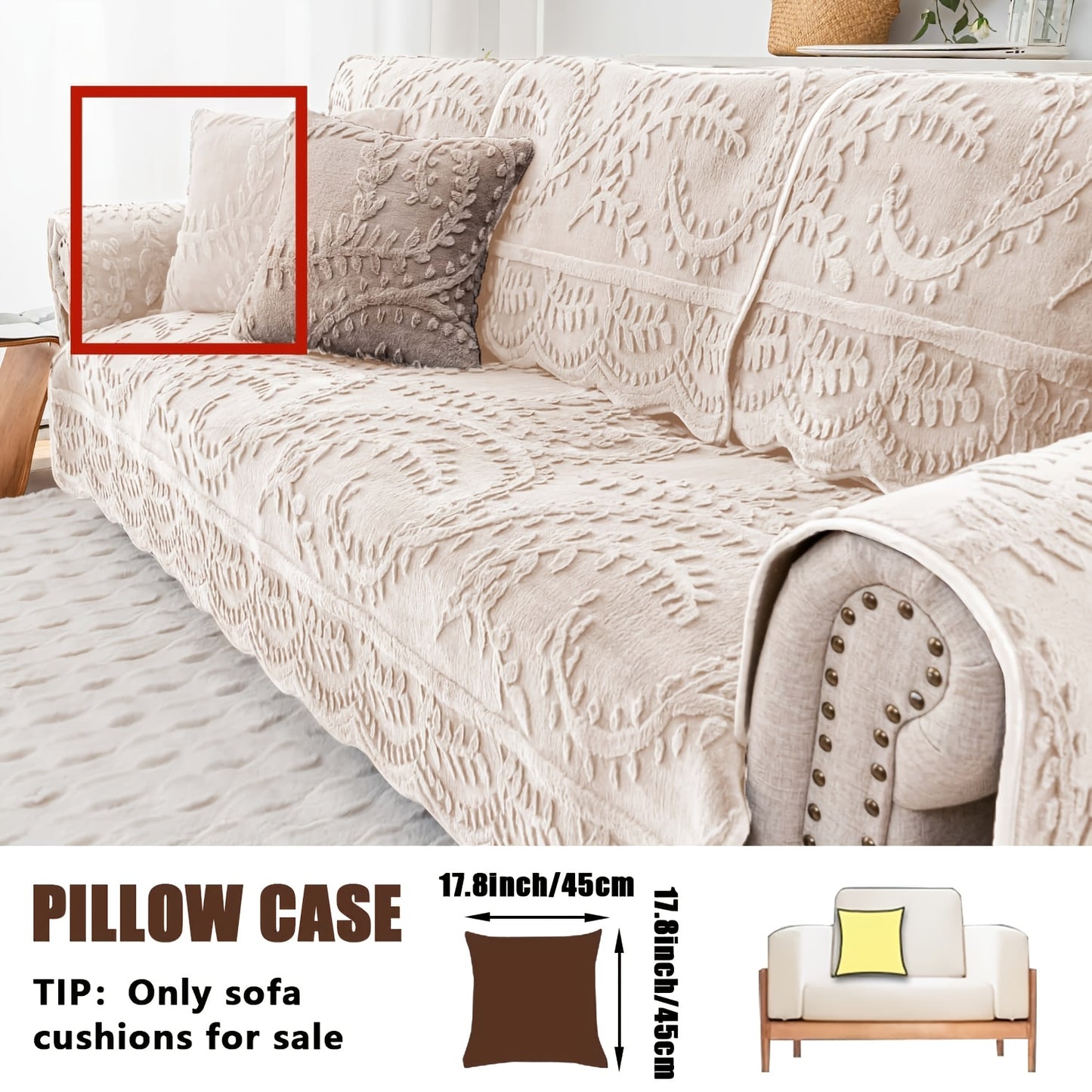 Thickened Quilted Machine Washable Sofa Cushion, Faux Rabbit Fur Comfort Warm Non-slip Plush Sofa Cover, Breathable And Comfortable Pet-friendly For Bedroom, Office, Living Room, Easter Home Decoration