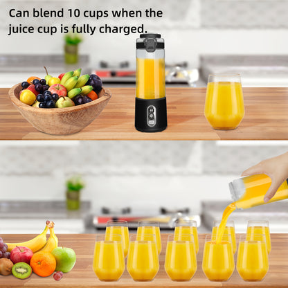 LALAYUAN USB-Powered Juicer & Juicer with Digital Timer, Battery Left Display, High-Speed Ice Crush, USB-C Fast Charge, One-Tap NO-Spill Lid, 6-Blade Stainless Steel - Smoothie Blender Portable, Protein Shakes, Gym, Travel Smoothie Maker