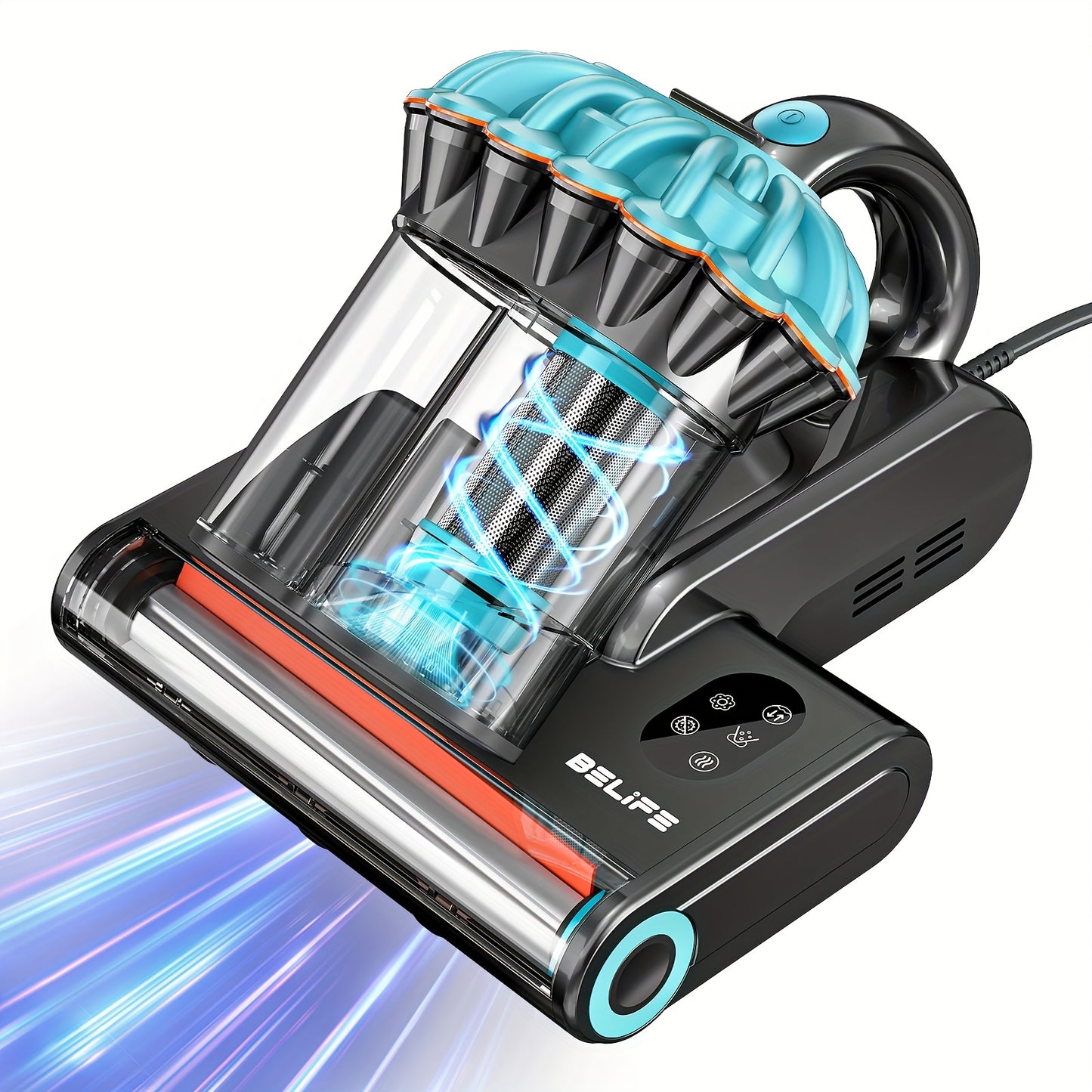 Belife M8 Mattress Vacuum Cleaner, a 20Kpa Bed Vacuum with Light, Hot Air, And High Heating Features, Offers Powerful 550W Suction. This 16.91oz Double-Cup Handheld Vacuum Is Designed for Cleaning Couches, Pillows, And Pet Hair, And It Is Corded