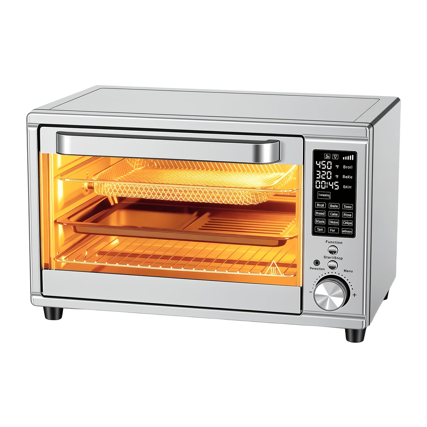 29.6QT XL Air Fryer Oven with Smart Probe, 12-in-1 Digital Toaster Oven Combo for Large Family, Stainless Steel Countertop Oven, Includes 7 Accessories & Rotisserie, 450°F Rapid Heat for Baking & Roasting