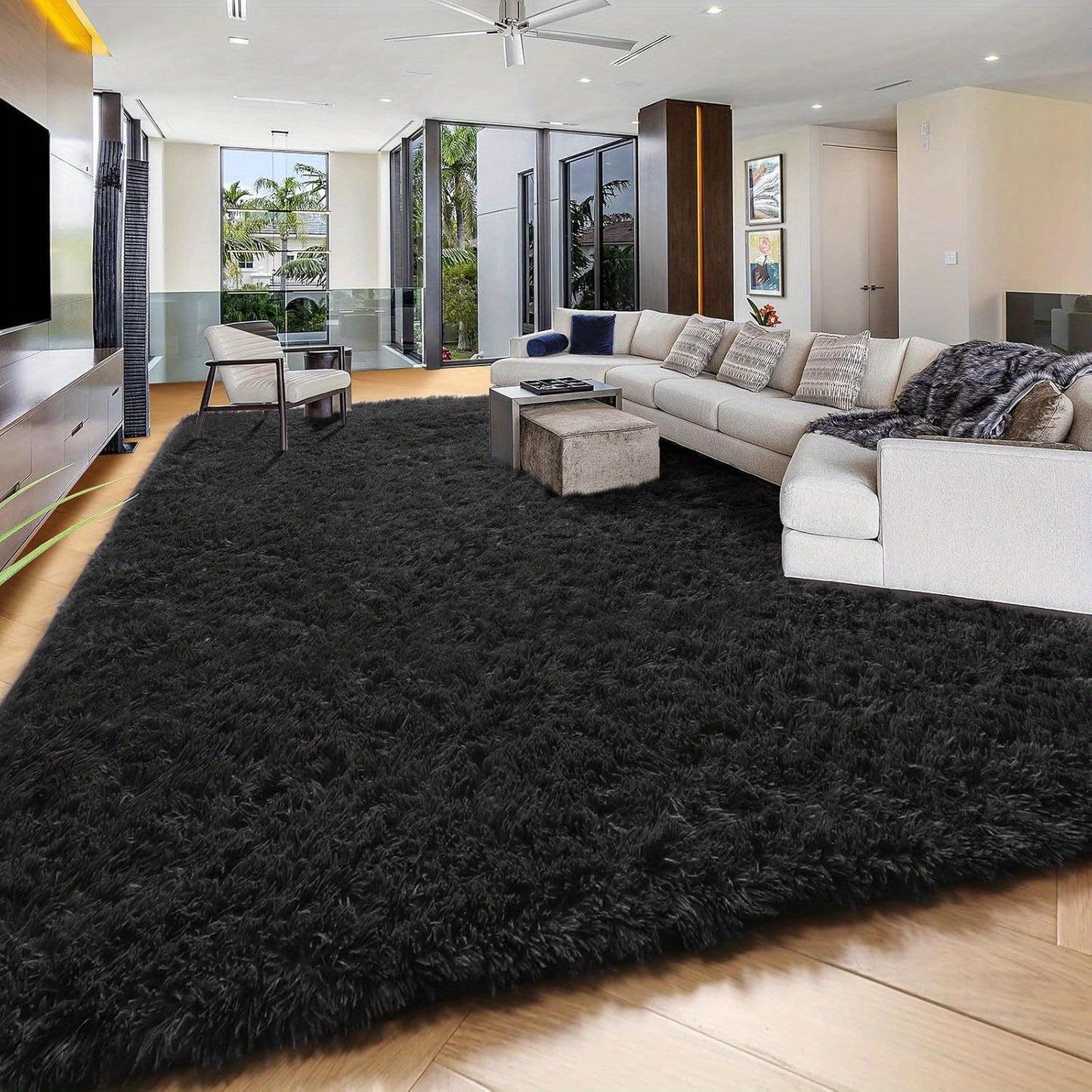An 8X10 Feet Luxurious Plush Rug Designed for The Living Room, Featuring a Fuzzy Texture, This Large Area Rug Is Fluffy, Modern, And Non-Slip, Making It Perfect for Bedrooms, Study Rooms, Teen Dorms, And As a Home Decor Item Or Christmas Gift