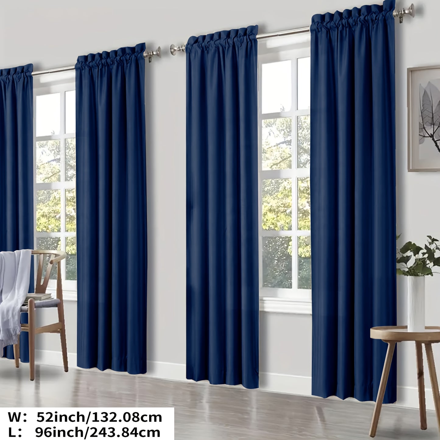 YOULEYAR 4 Panel Modern Blackout Thermal Insulated Energy Saving Curtain Drapes - Blocking Thermal, Solid Color Panels Suitable for Bedroom, Living Room, - Rod Pocket, Year-Round Use