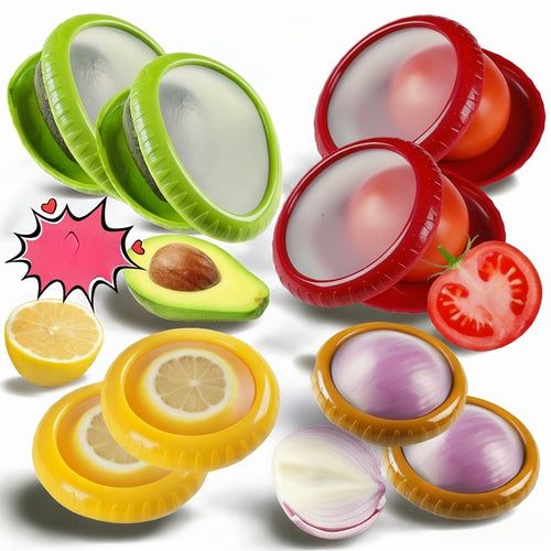 Avocado Preservation Box And Onion Storage Set, Silicone Vegetable And Fruit Preservation Box, Suitable for Refrigerators, Reusable Fresh Preservation Box, Suitable for Tomatoes, Lemons, Garlic, Potatoes - Reducing Food Waste