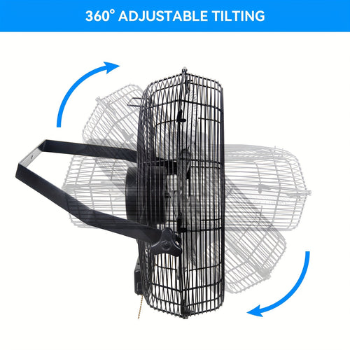18/16" Wall Mounted Fan, Quiet Fan With 3 Speed Settings, Heavy Duty Fan For Home or Industrial Use, Portable Shop Fan