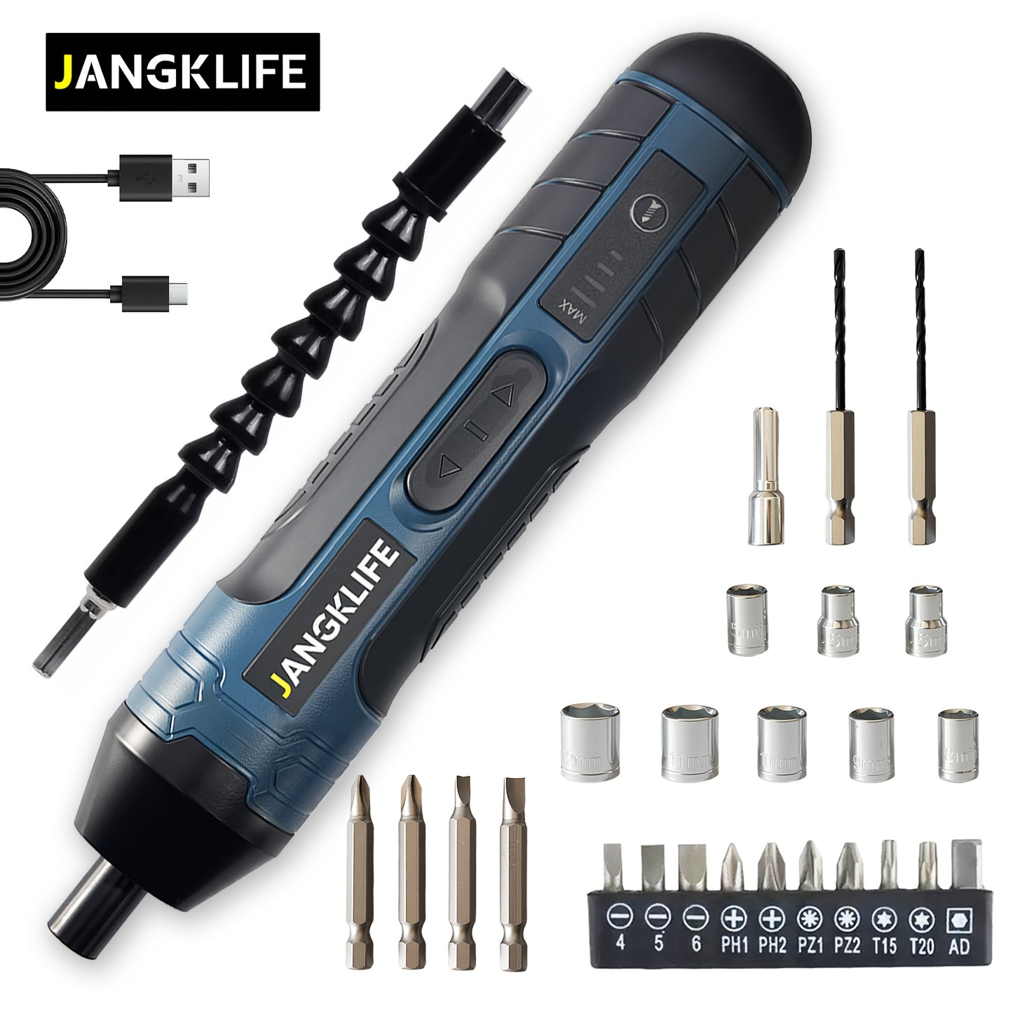 1 Set Cordless Screwdriver, Electric Rechargeable Screw & Bit Set with Front LED, DC Charging with Accessories