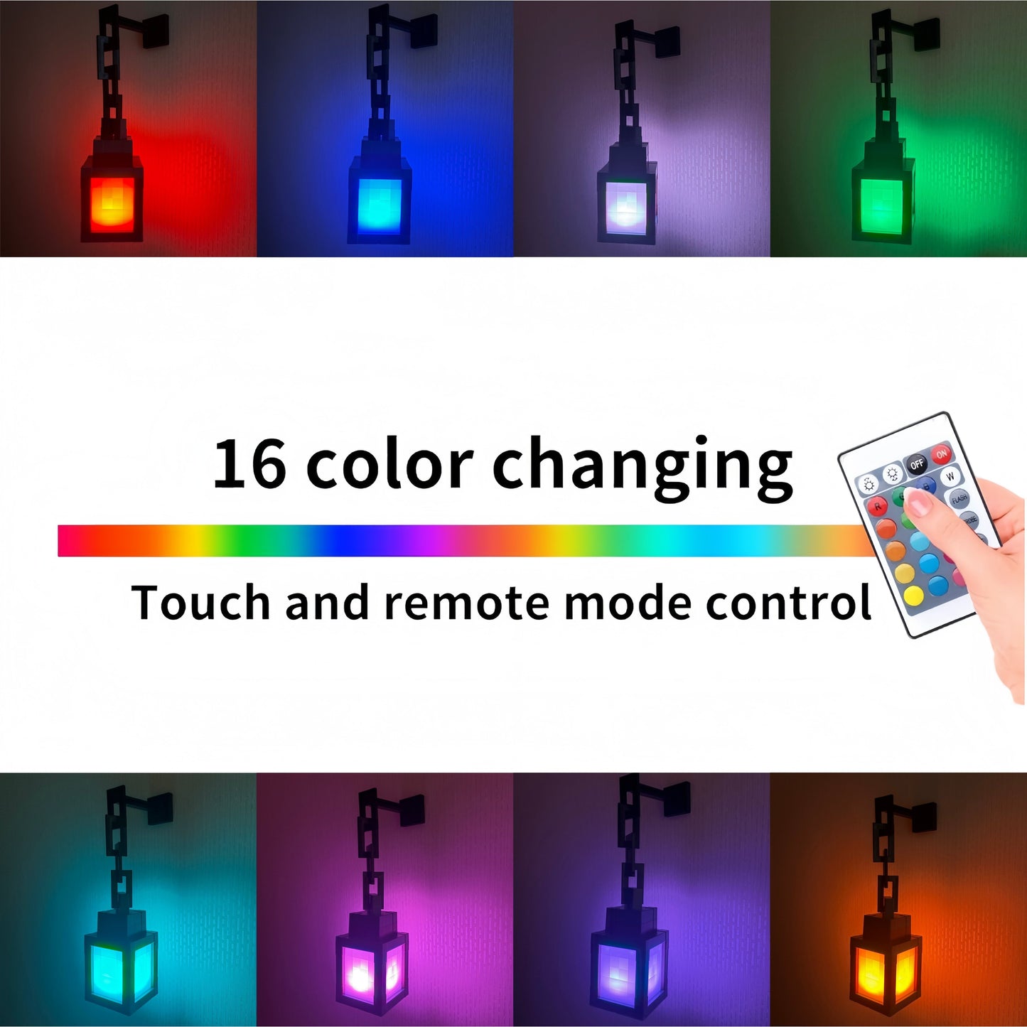 Lantern Night Light - 16-Color Wall-Mounted Ambient Night Light Strip With Remote Control - Wall-Mounted Table Lamp, Role-Playing Theme Bedside Lamp, Halloween, Christmas Room Decorative Light
