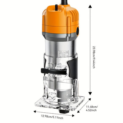 HANWISE Compact 800W Wood Router, 35000RPM, Router Power Tool with 15 1/4 Inch Routers, Used for DIY Woodworking, Slotting, Carving, Precise Edge Trimming And Contour Processing, Rotary Tool, Woodworking Tools, Valentine's Day Gift, Birthday Gift