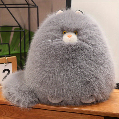Silly Cat Plush Pillow, Long-haired Hug Pillow for Sleep, Comforting Cat Gift.