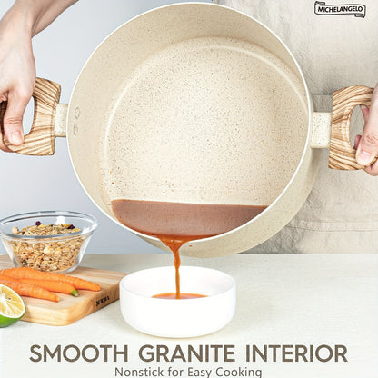 Stock Pot with Lid, Granite Soup Pot with Lid, Induction Pot with Stay-cool Handle, Nonstick Soup Pot with Lid