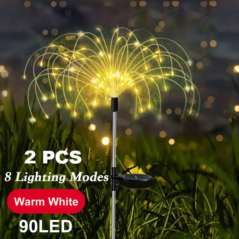 Solar Fireworks Lights, 420/300/200/60 LEDs Waterproof Solar Garden Flower Lights, 8 Lighting Modes, Yard Patio Yard Yard Pathway Yard Villa Outdoor Lighting Christmas Decoration With Stake Decoration Fairy Lights