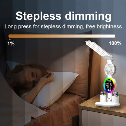2/1pc Smart Touch Control LED Desk Lamp with USB - Dual Head, Adjustable Brightness & Dimmable& Color Changing Reading Lamp, Built-in Fan And Night Light, Eye-Caring Design, Great for Home Office And Dormitory Study, Multi-Angle Adjustmen.